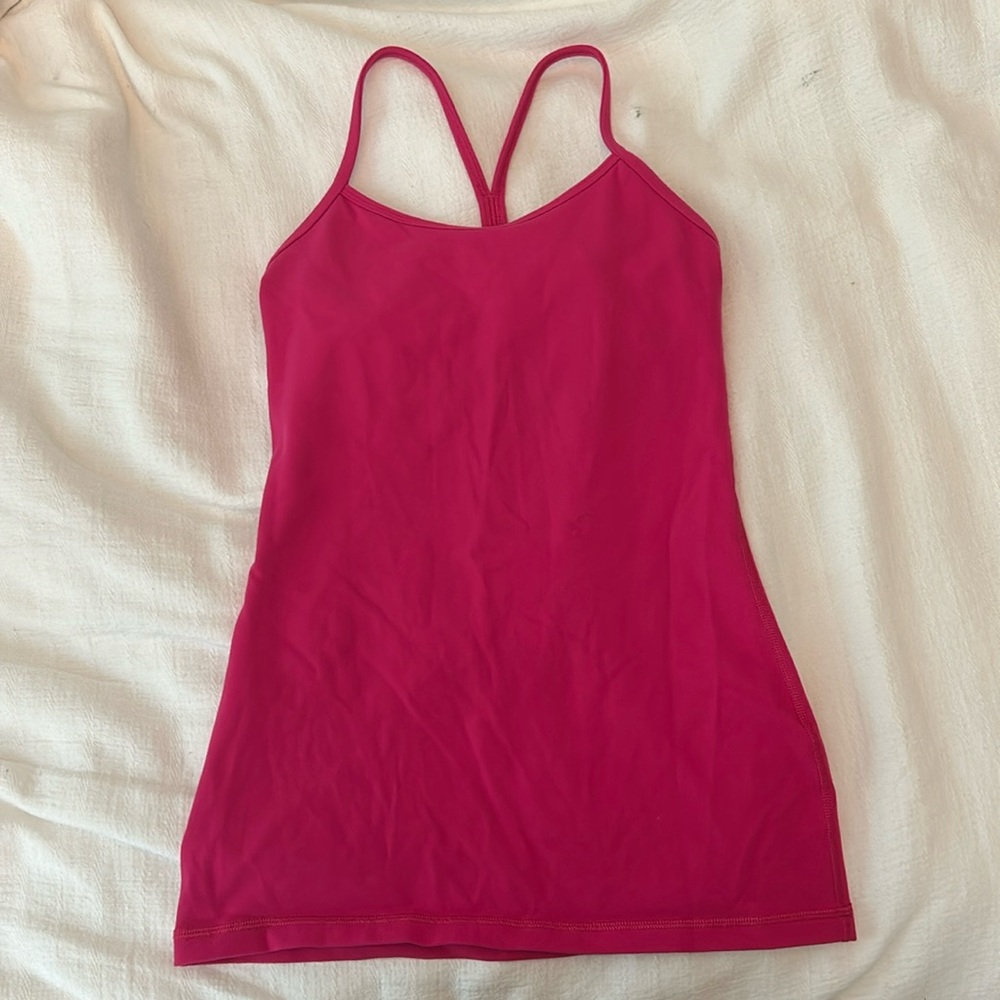 Lululemon Hot pink power Y Tank top built in Bra Size 4